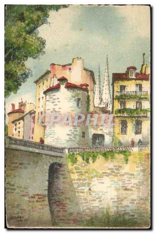 CPA Fantaisie Illustrateur Barday Bayonne Les remparts et la tour de Lachepaillet 