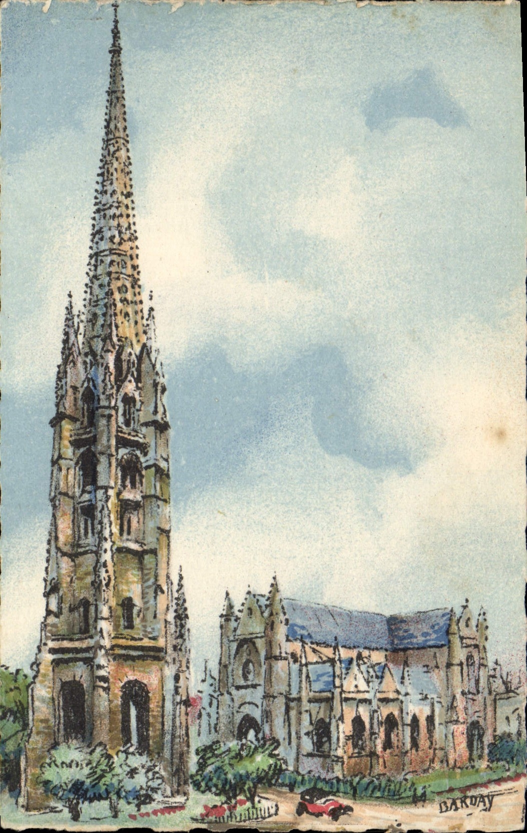 CPA Fantaisie Illustrateur Barday Bordeaux Le clocher St Michel