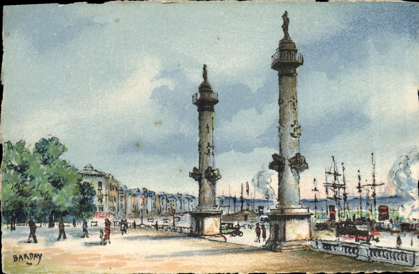 CPA Fantaisie Illustrateur Barday Bordeaux les colonnes rostrales