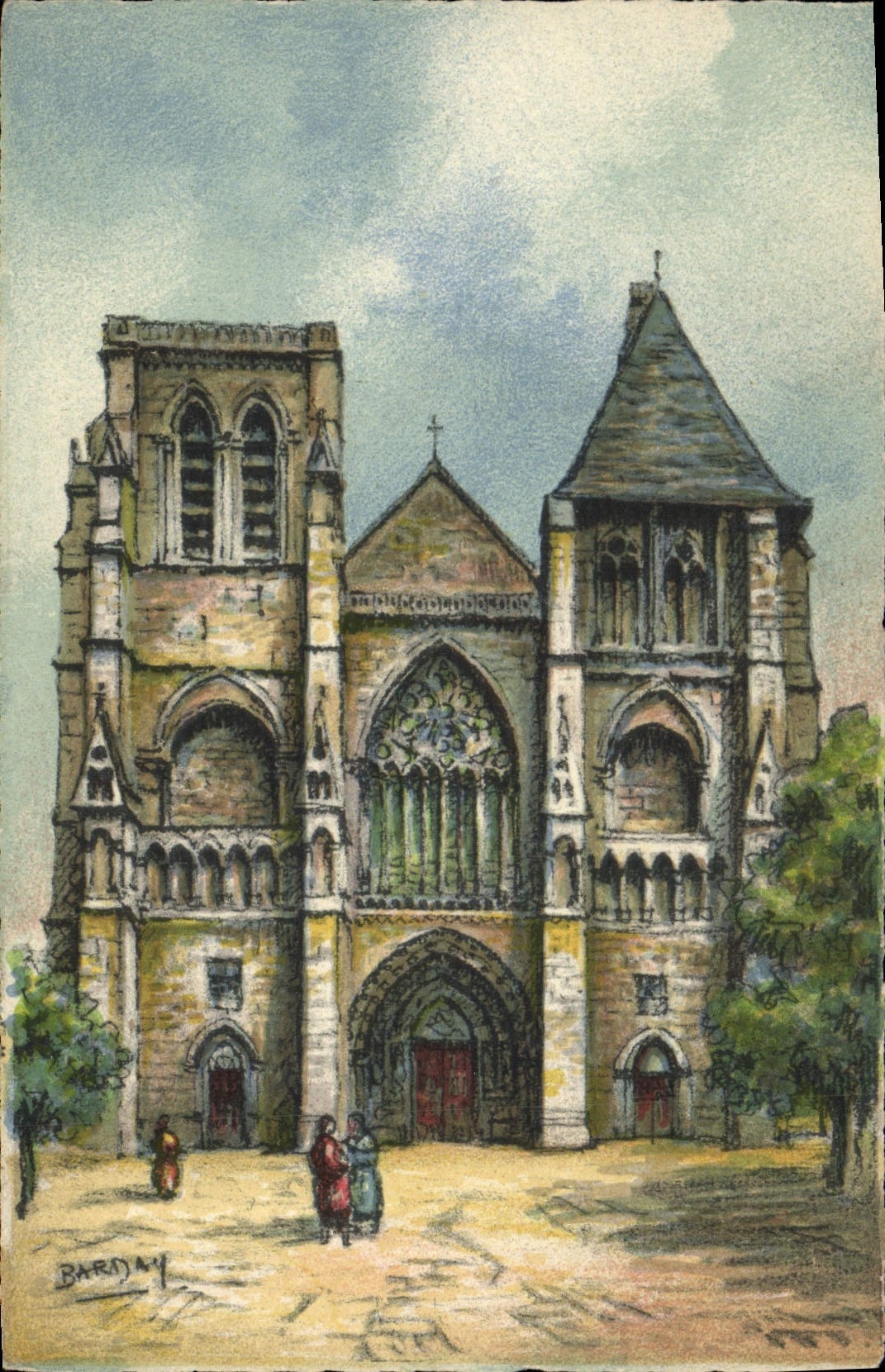 CPA Fantaisie Illustrateur Barday Le Mans Notre Dame de la Couture 