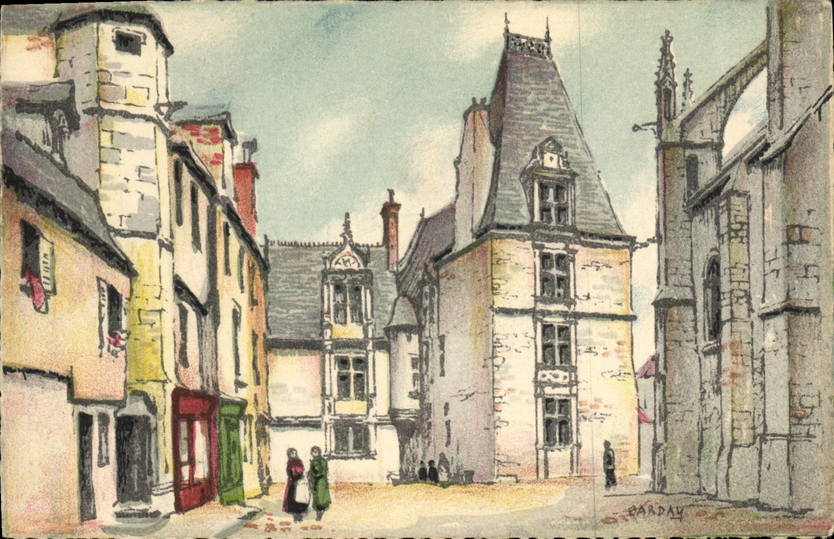 CPA Fantaisie Illustrateur Barday Le Mans La place St Michel