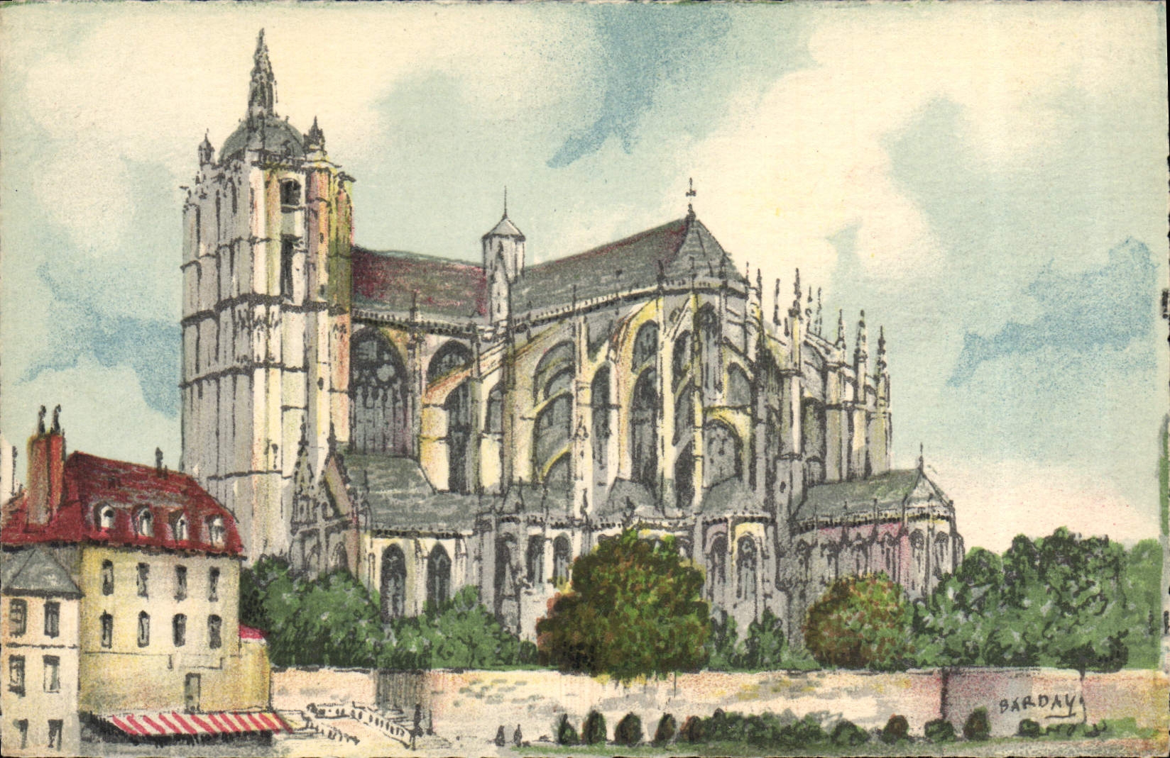 CPA Fantaisie Illustrateur Barday Le Mans La cathedrale St Julien