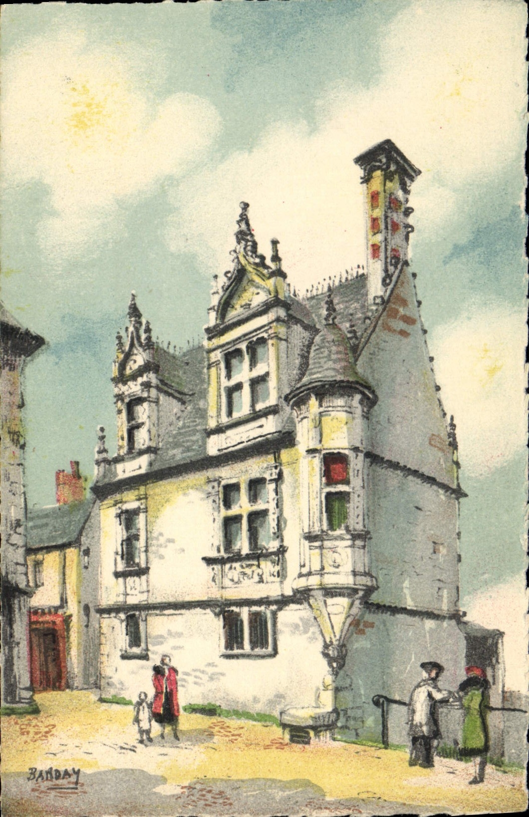 CPA Fantaisie Illustrateur Barday Le Mans Vieilles maisons de la rue des Chanoines