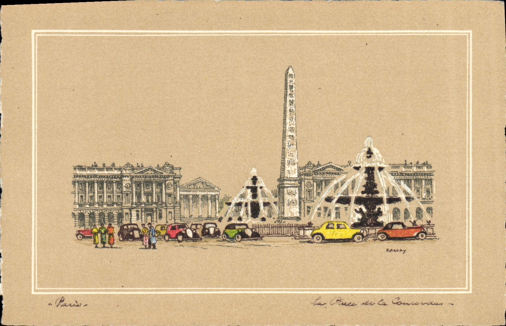CPA Fantaisie Illustrateur Barday Paris Place de la Concorde
