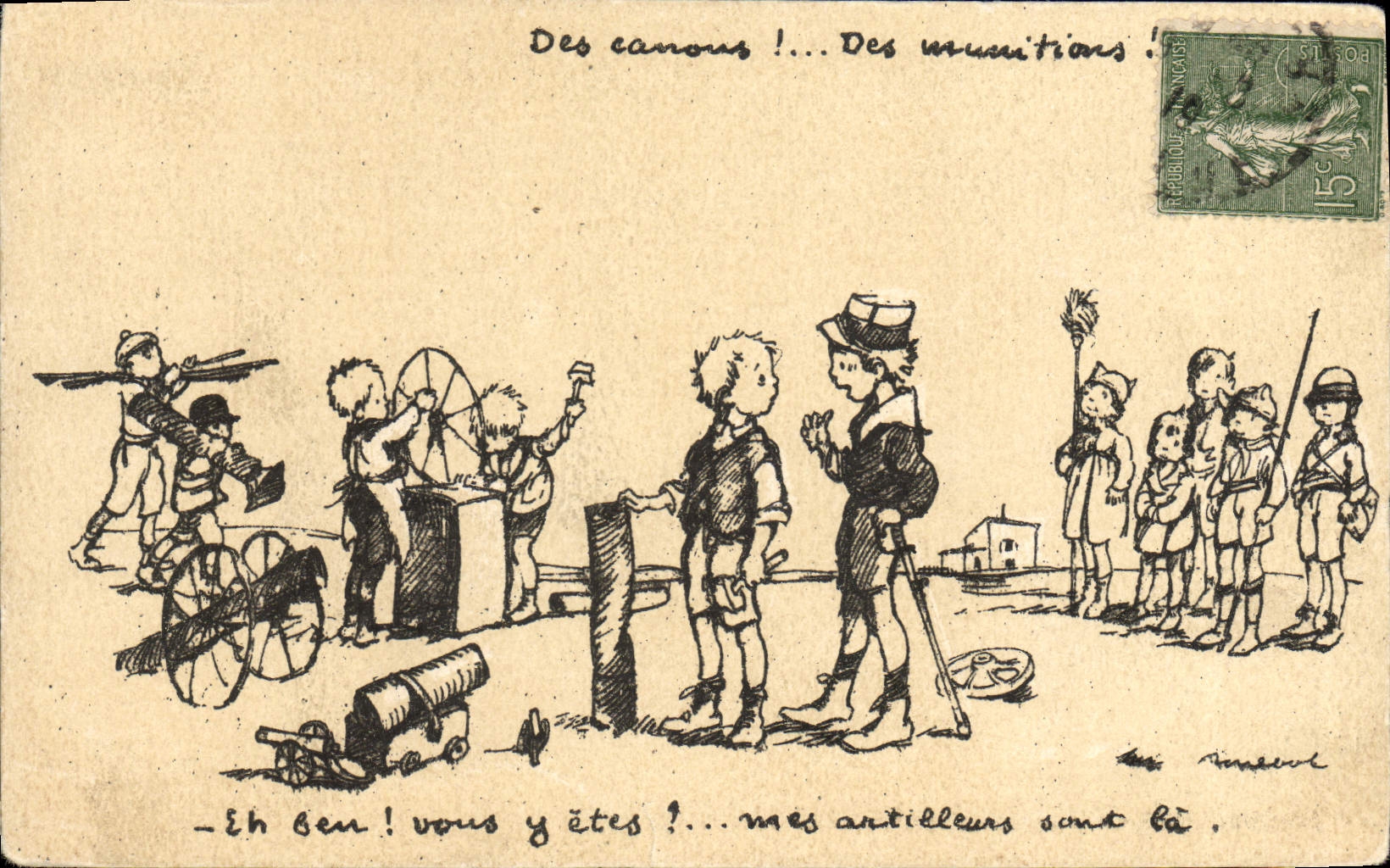 CPA Fantaisie Illustrateur Poulbot Militaria 