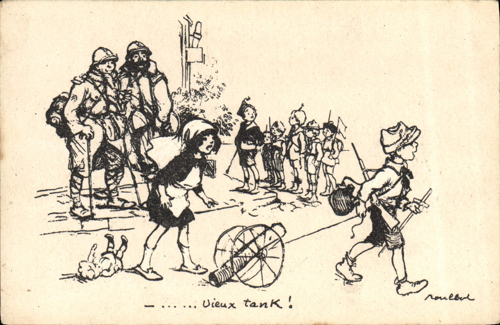 CPA Fantaisie Illustrateur Poulbot Militaria 