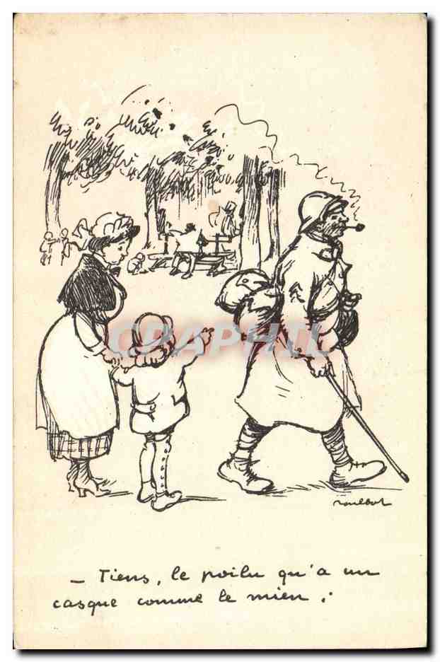 CPA Fantaisie Illustrateur Poulbot Militaria Poilu 