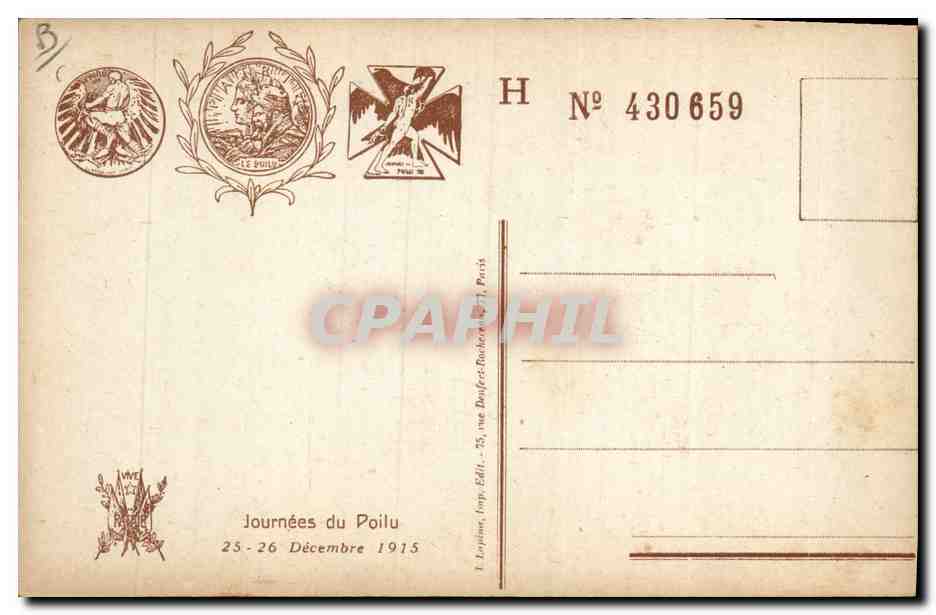 CPA Fantaisie Illustrateur Poulbot Journee du Poilu 25 et 26 decembre 1915  — Verso