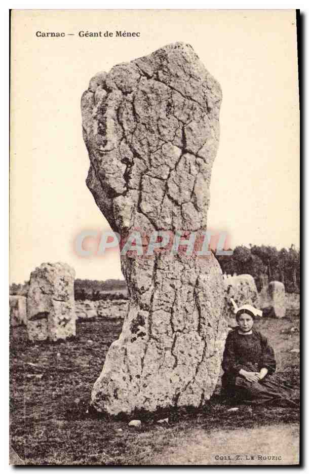 CPA Dolmen Menhir Carnac Geant de Menec Enfant Folklore