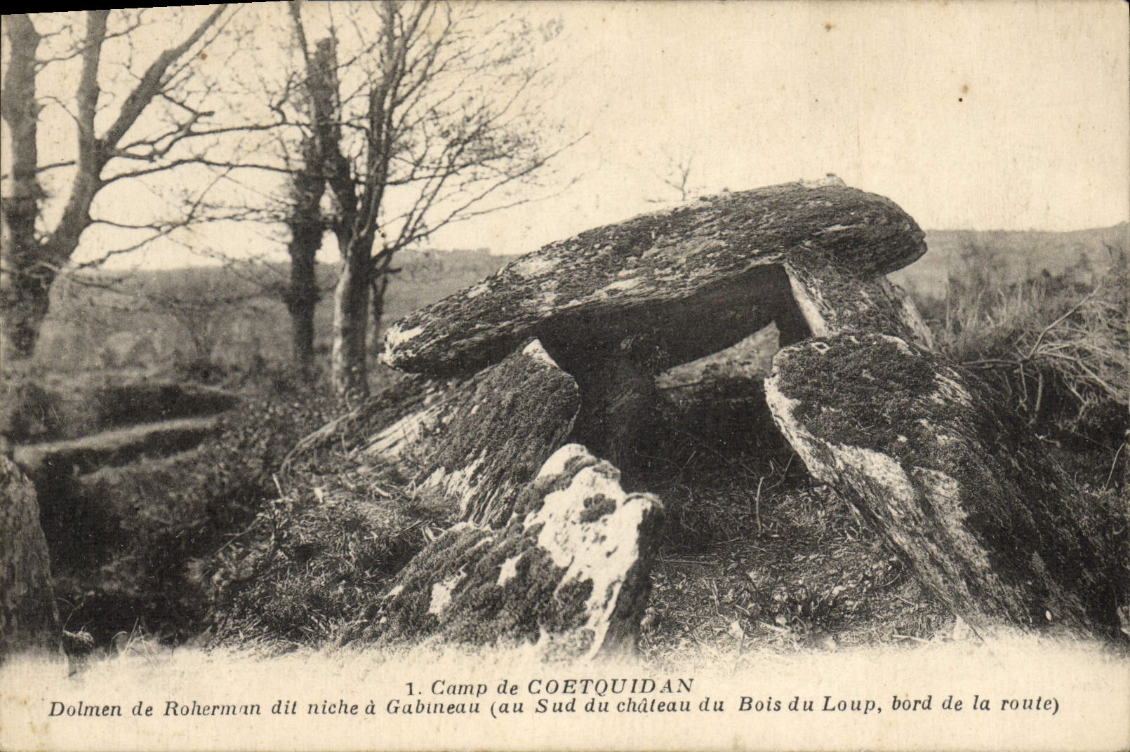 CPA Dolmen Menhir Camp de Coetquidan Dolmen de Roherman dit niche a Gabineau 