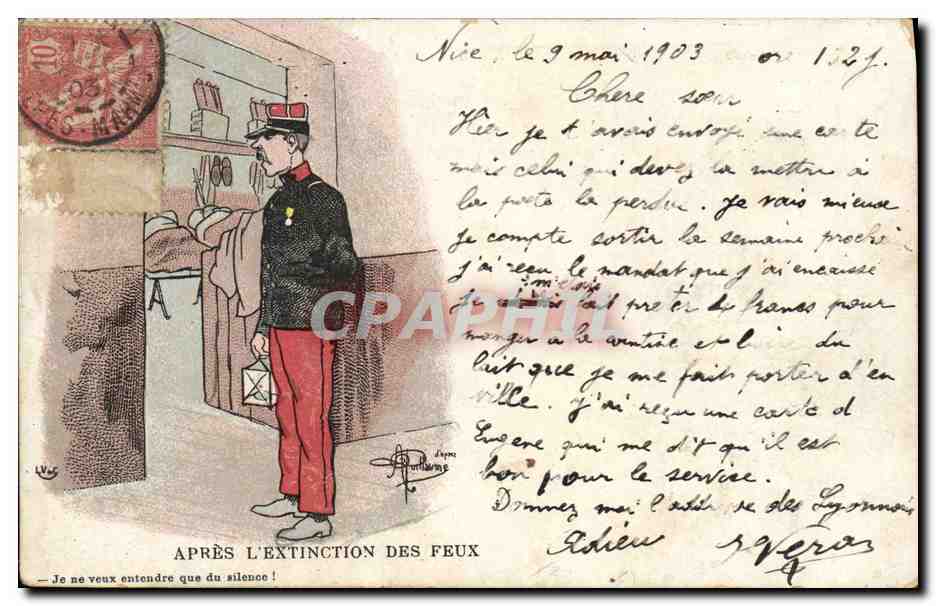 CPA Militaria Apres l'extinction des feux