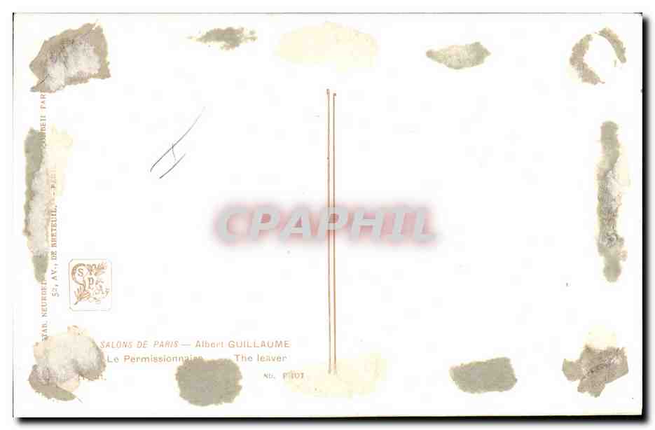 CPA Militaria Salons de Paris Albert Guillaume Le Permissionnaire — Rückseite