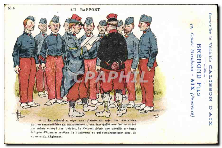 CPA Militaria Au rapport