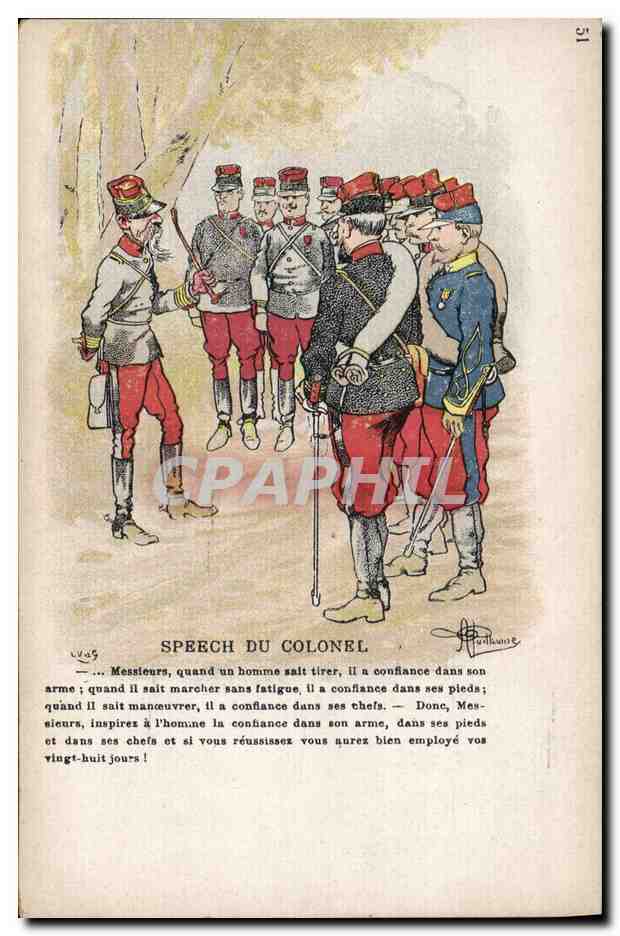 CPA Militaria Speech du colonel