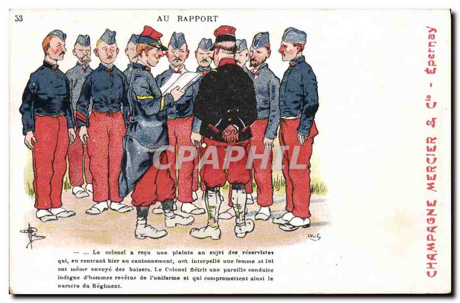 CPA Militaria Au rapport