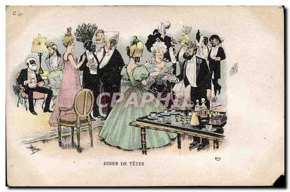 CPA Fantaisie Illustrateur Albert Guillaume Diner de tetes 