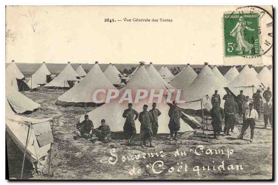 CPA Militaria Vue generale des tentes Camp de Coetquidan