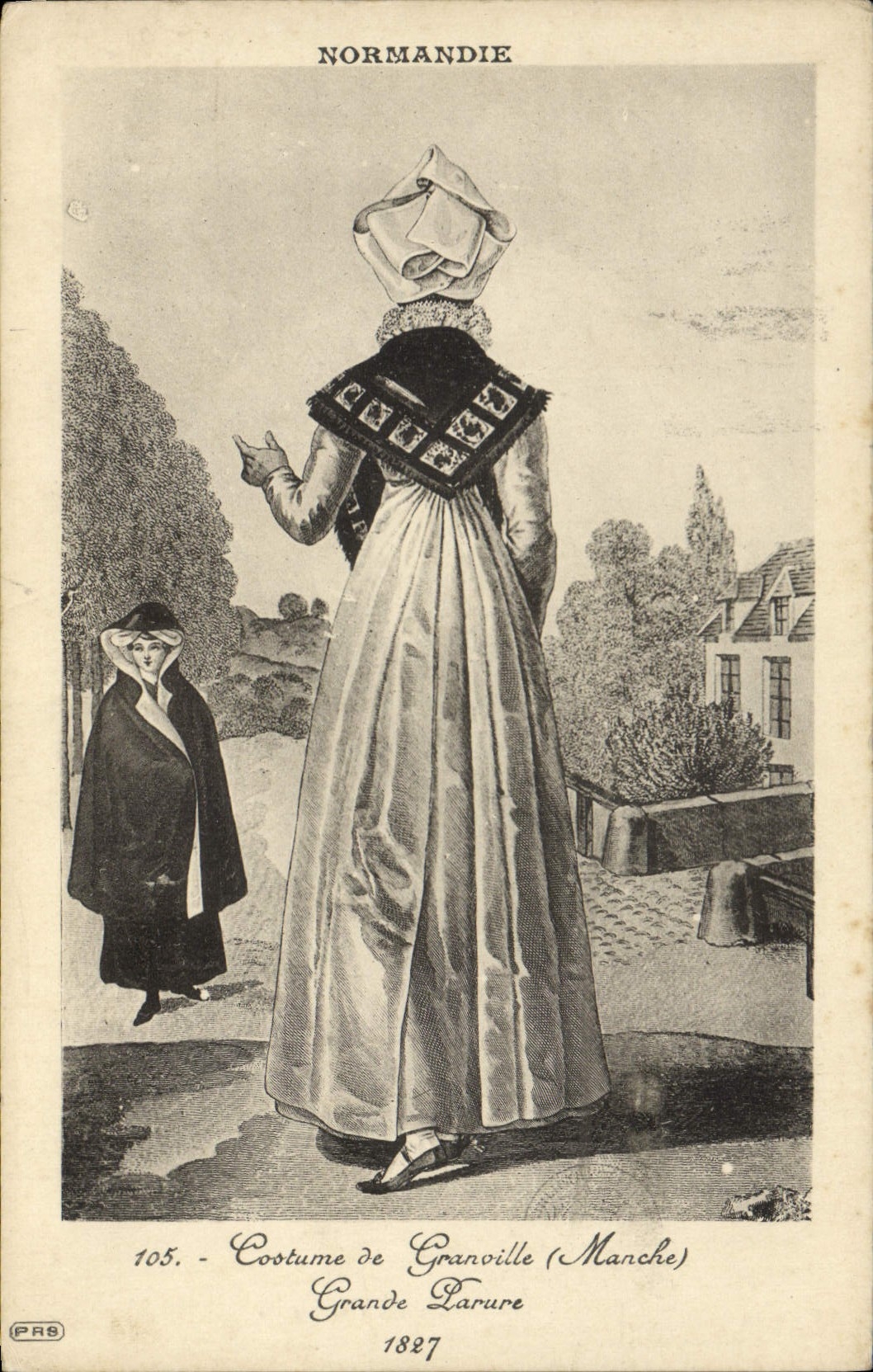 CPA Folklore Costume de Granville Normandie Grande parure 1827