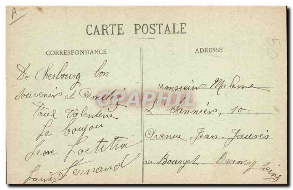 CPA Folklore Normandie Environs de Cherbourg Mr Gohel dans le Jardigny — Verso