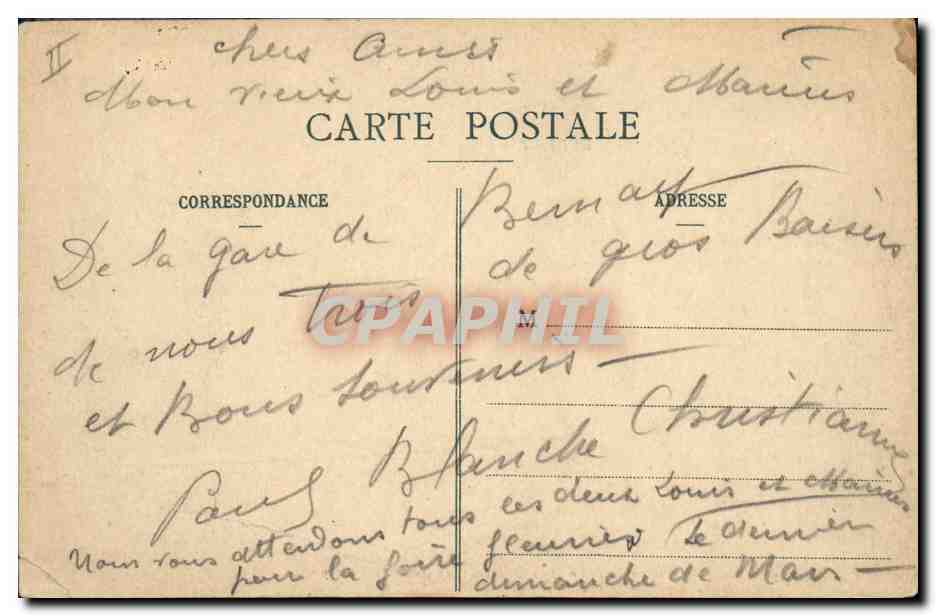 CPA Folklore Normandie Bernay La gare Chien — Rückseite
