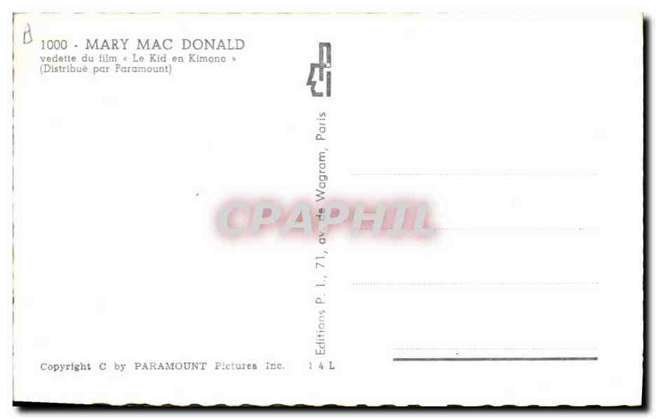 CPM Cinema Mary Mac Donald Le Kid en kimono — Rückseite