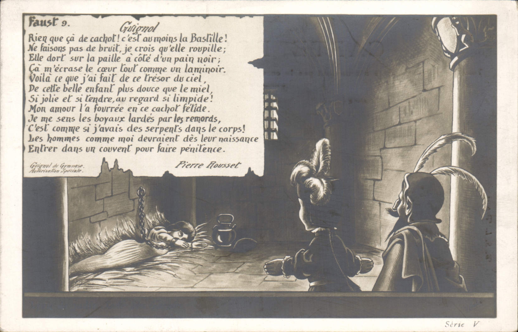Guignol dans la Bastille — scène de la chanson « Faust 9 » — série V, éditée par B. S. L. Déposé - Recto
