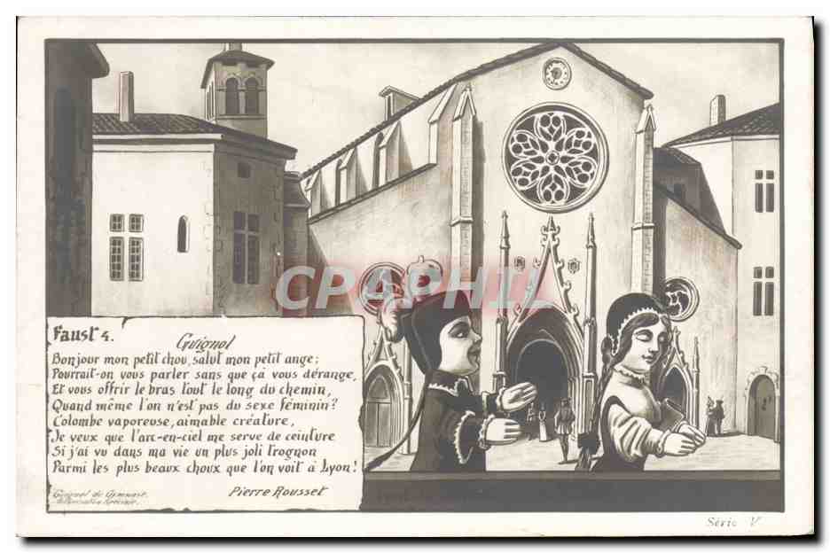 Scène de rue à Lyon — Guignol et une créature — Pierre Rousset, Série V
