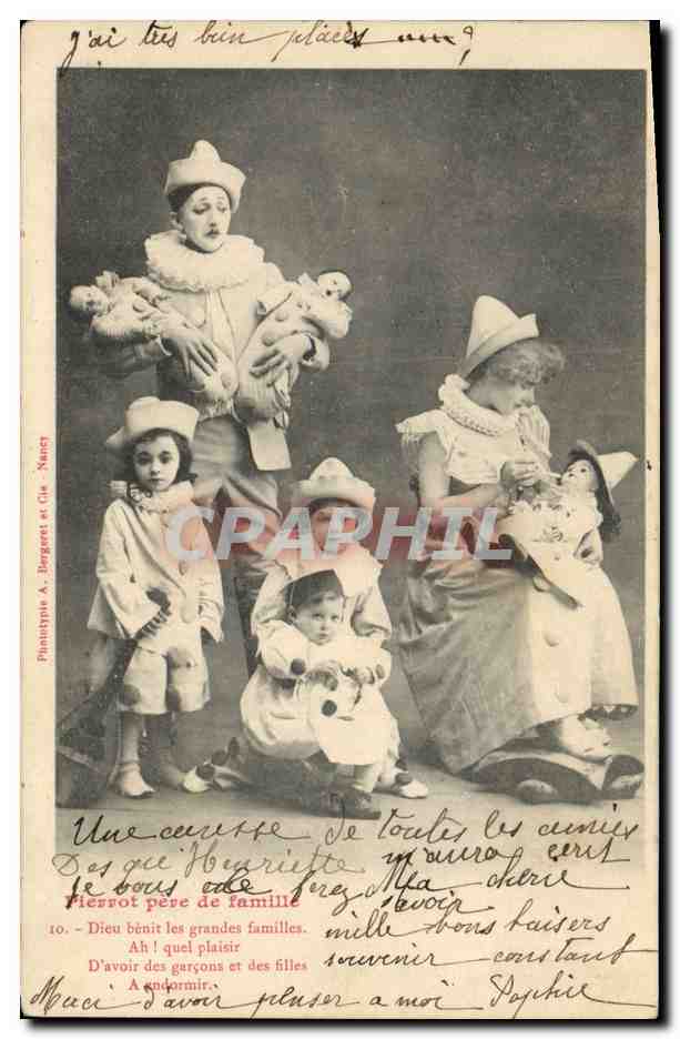 Pierrot père de famille — scène de famille avec enfants et poupées — Punitypie A. Dengerot et Cie, Nancy, n°10