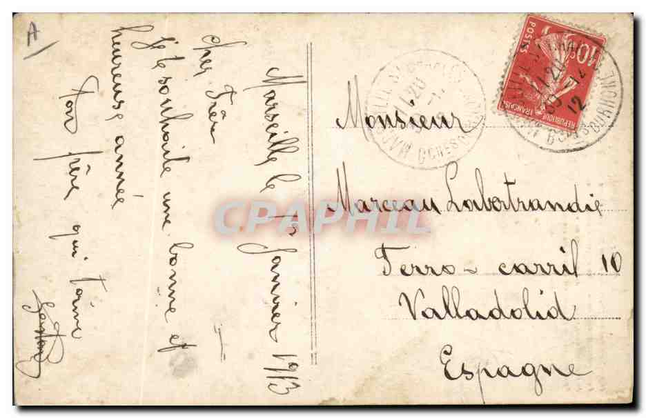 Clown avec bouquet — GNAFRON — éditeur Fauvole n°1346 — Verso
