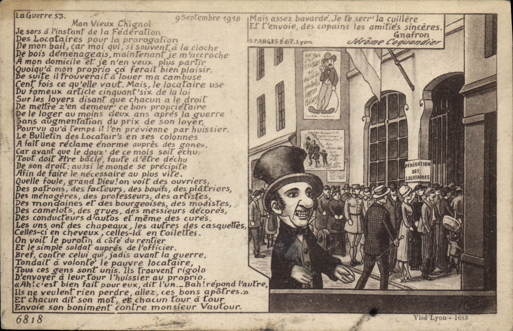 La Guerre 53 — Mon Vieux Chignol — S. FARGES Édit. Lyon