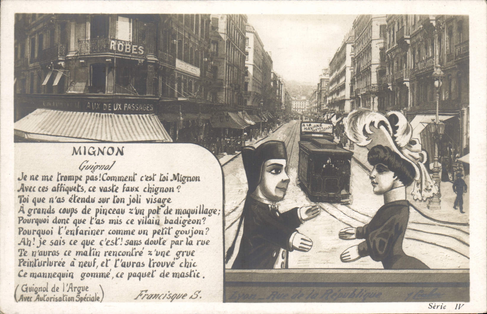 Lyon - Rue de la République — Guignol et Mignon — B.S.L. Dépôsar, Série IV