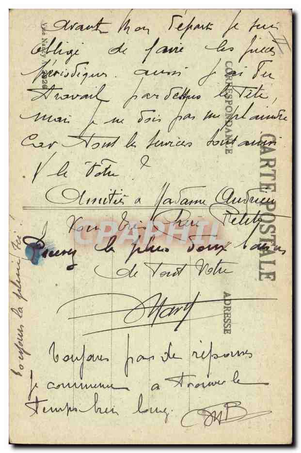 CPA Banque Reims Place des Marches et Rue Trudaine La societe nanceenne et la bergere  — Rückseite