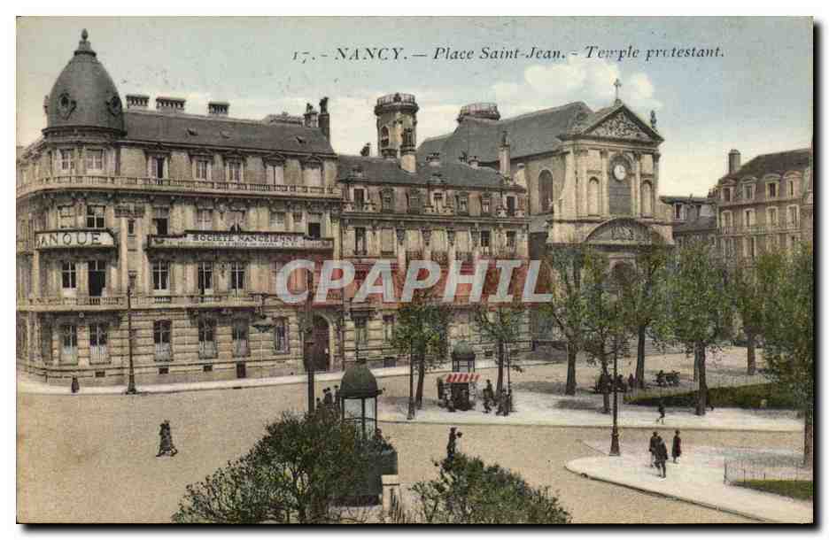 CPA Banque Nancy Place St Jean Temple protestant Societe Nanceenne