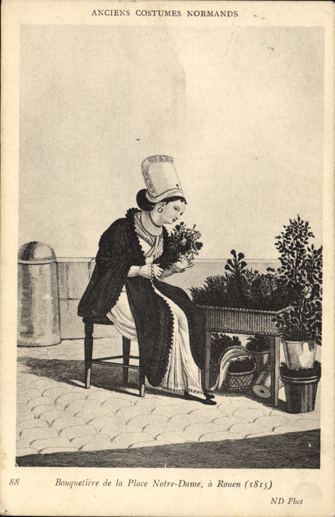 CPA Folklore Normandie Bouquetiere de la Place Notre Dame a Rouen
