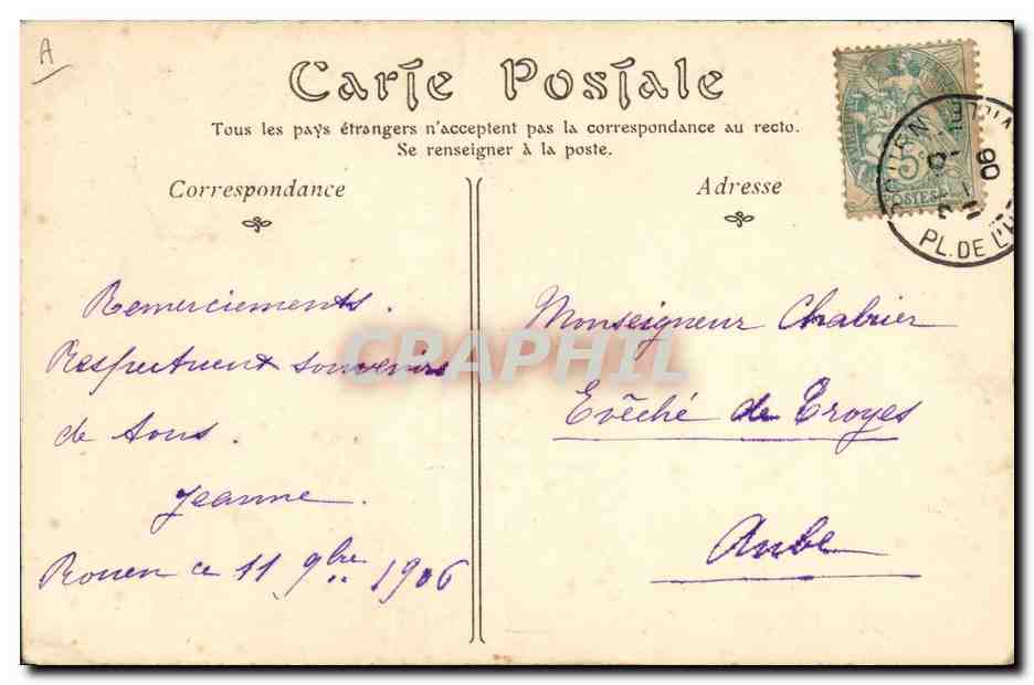 CPA Folklore Normandie Bouquetiere de la Place Notre Dame a Rouen — Verso