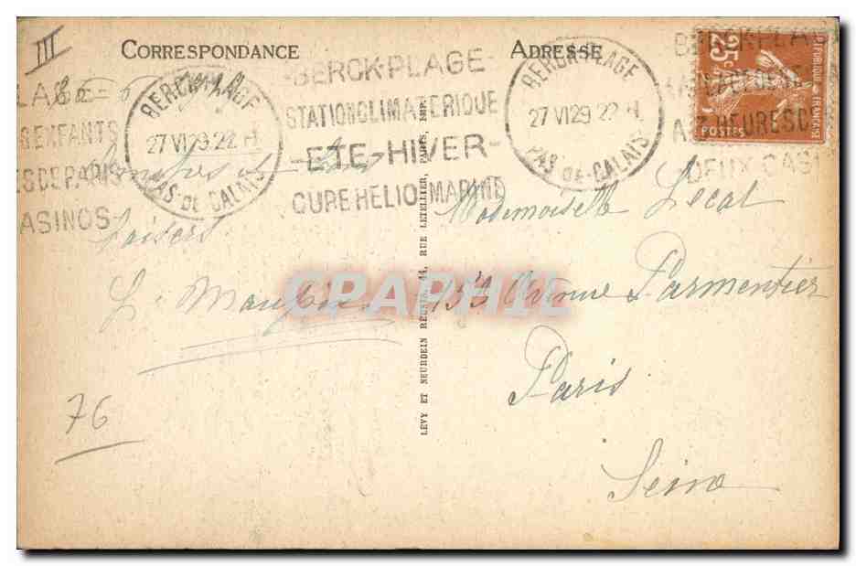CPA Folklore Type de Triportaise — Verso
