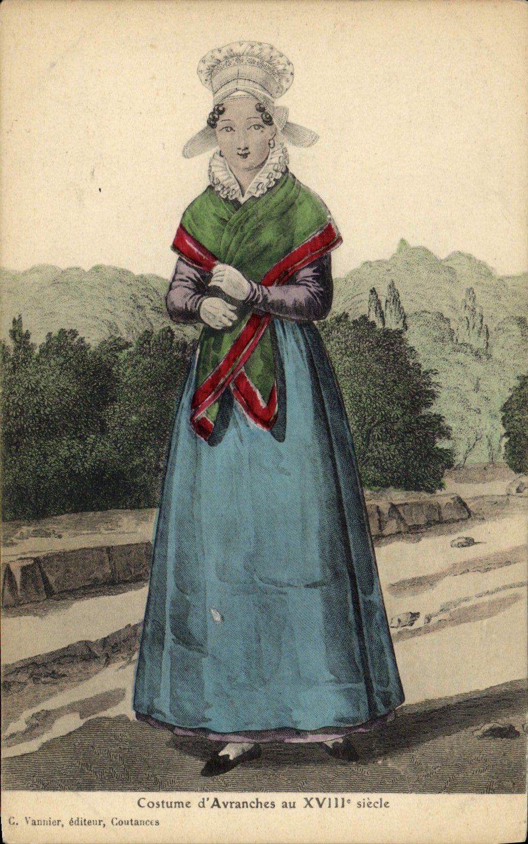 CPA Folklore Costume d'Avranches au 18eme 
