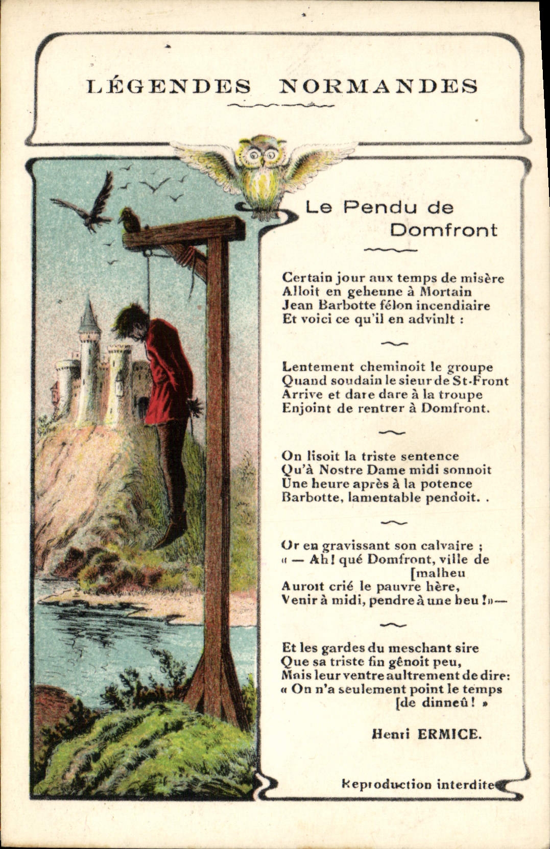 CPA Folklore Legendes Normandes le pendu de Domfront