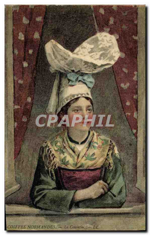 CPA Folklore Coiffes normandes La Cotentin