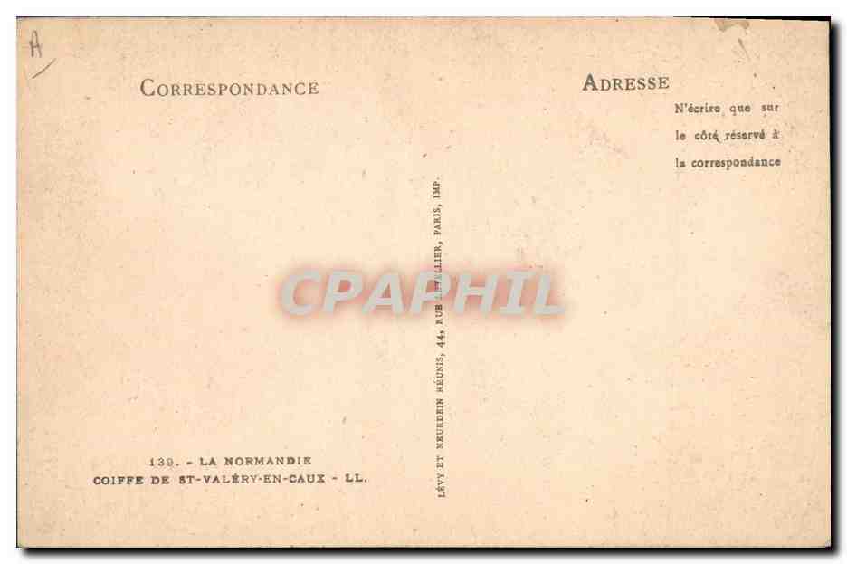 CPA Folklore Normandie Coiffe de St Valery en Caux — Verso