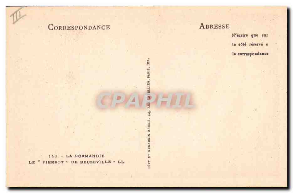 CPA Folklore Normandie Le Pierrot de Beuzeville  — Verso