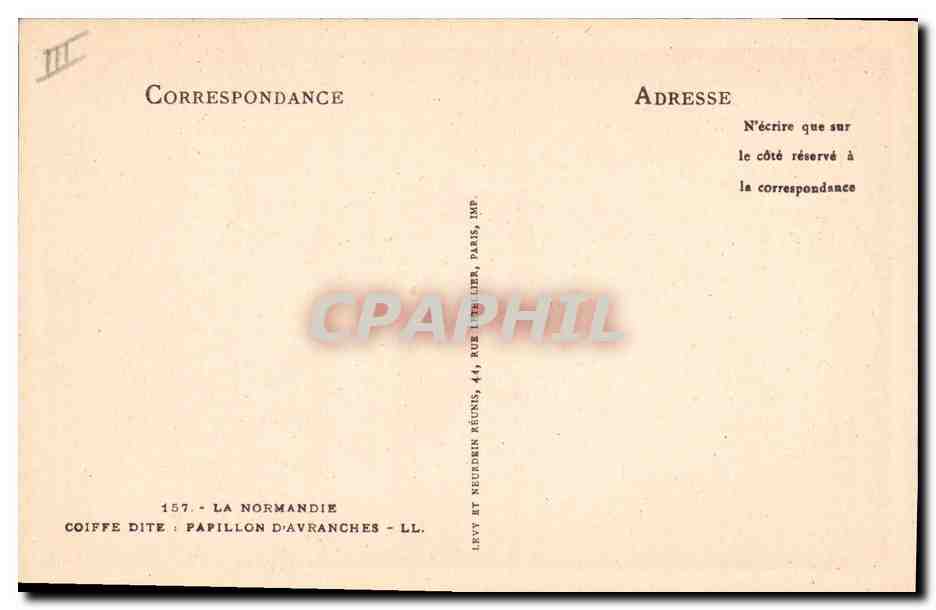 CPA Folklore Normandie Coiffe dite Pavillon d'Avranches  — Verso