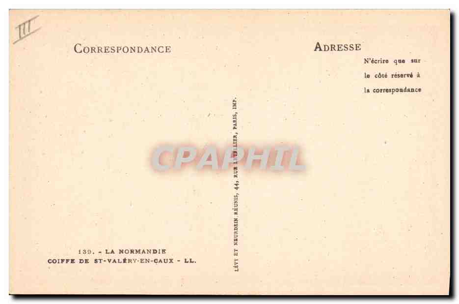 CPA Folklore Normandie Coiffe de St Valery en Caux  — Verso