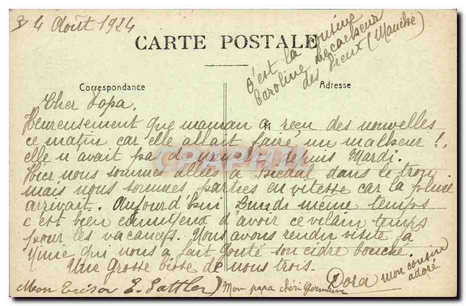CPA Folklore Les Pieux Costume Normand avec la comete  — Verso