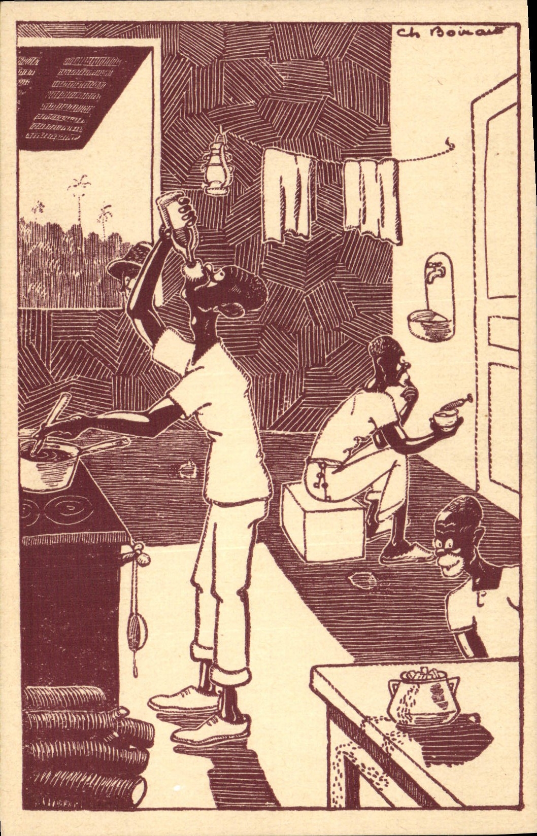 Scène de vie en Afrique — La Sauce Madeira-Wine — Éd. R. Prudent, Paris