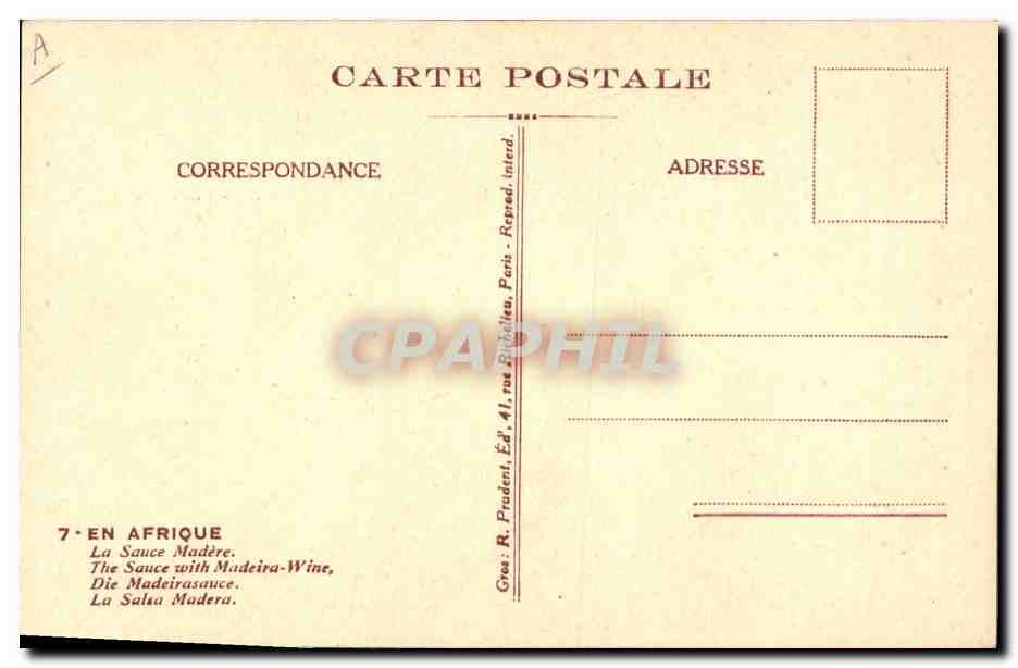 Scène de vie en Afrique — La Sauce Madeira-Wine — Éd. R. Prudent, Paris — Rückseite