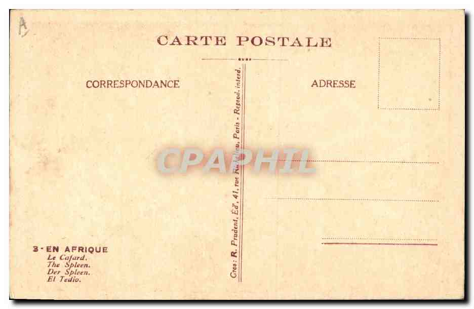 CPA Fantaisie Illustrateur Boirau En Afrique Le cafard — Rückseite