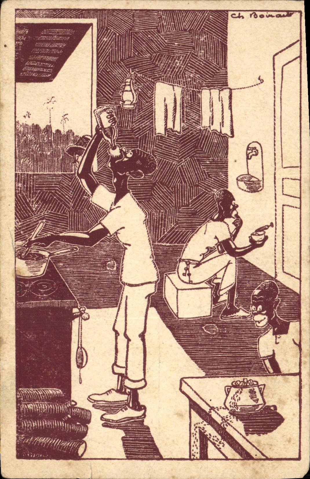 CPA Fantaisie Illustrateur Boirau En Afrique La sauce Madere
