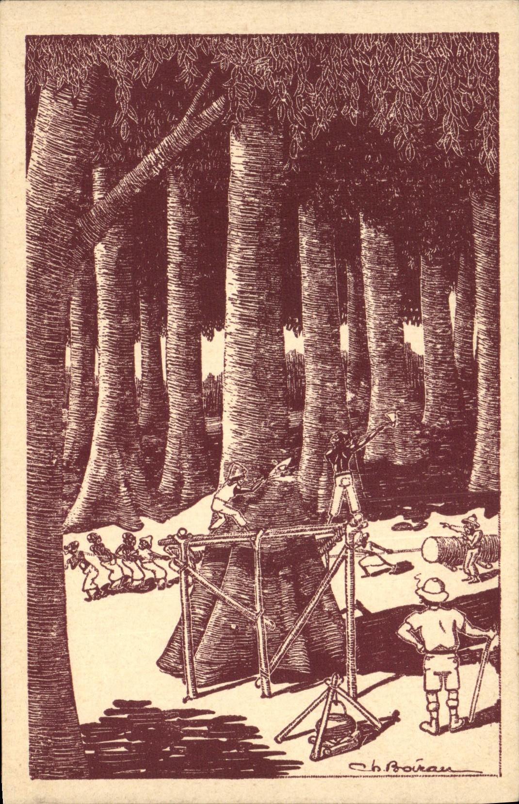 CPA Fantaisie Illustrateur Boirau En Afrique Le coupeur de bois