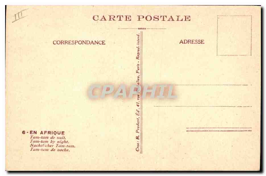 CPA Fantaisie Illustrateur Boirau En Afrique Tam Tam de nuit — Rückseite